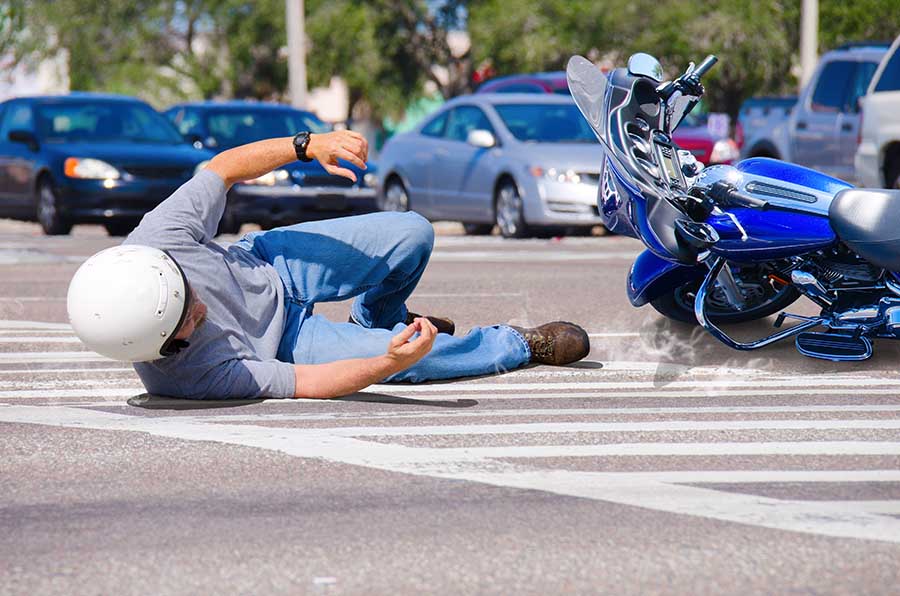 motorcyclist involved in a hit-and-run accident at an intersection